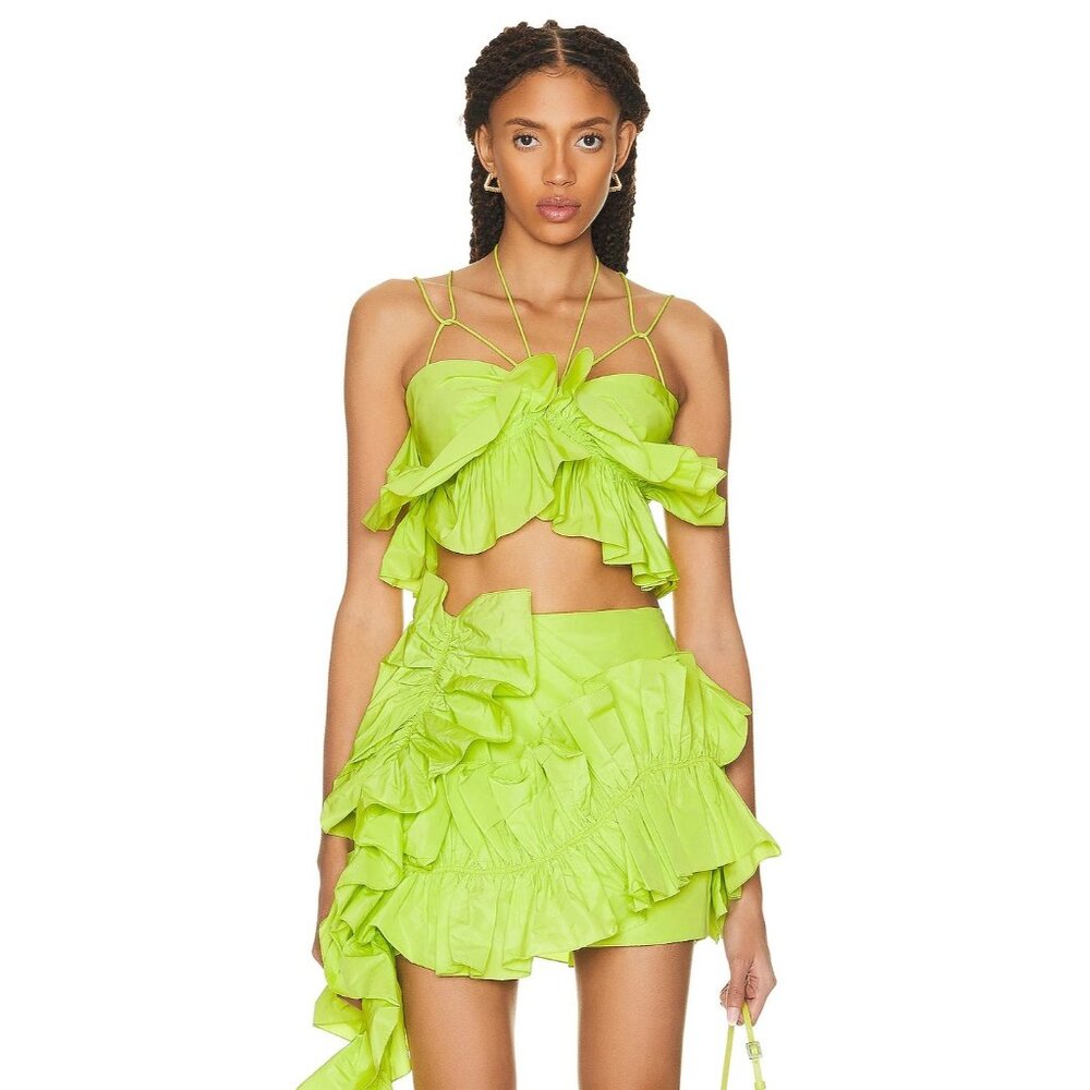 AKNVAS Womens Jordyn Ruffle Top Acid 4 New Cropped Cami Tank